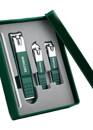 Манікюрний набір moltis 4 предмети щипці кусачки для кутикули ouriner, ножиці для манікюру та педикюру зелений