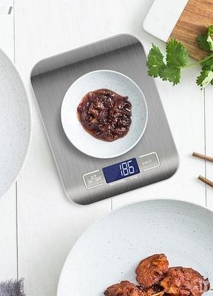 Ваги кухонні цифрові сенсорні до 5 кг led-дисплей dsp kd-7012 сріблястий