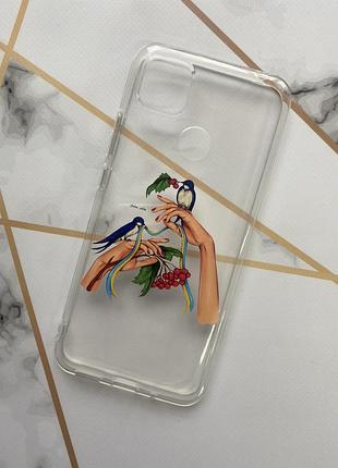 Прозорий силіконовий чохол для xiaomi redmi 9c / 10a з патріотичним дизайном "ластівки" принт 15