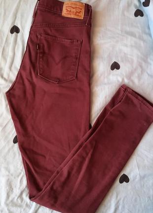 Бордовые джинсы супер скинни от levis 3106 фото