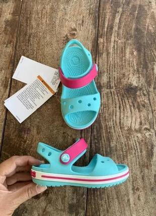 Крокс крокбенд сандалі голубі дитячі crocs crocband kids sandal pool/candy pink