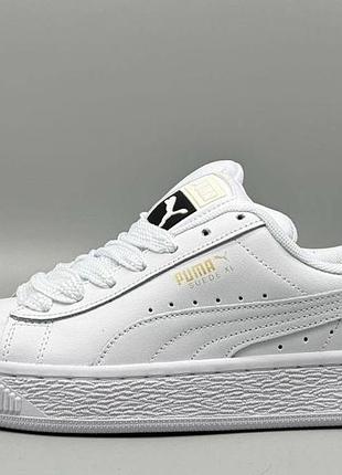Puma suede xl white білі жіночі кросівки