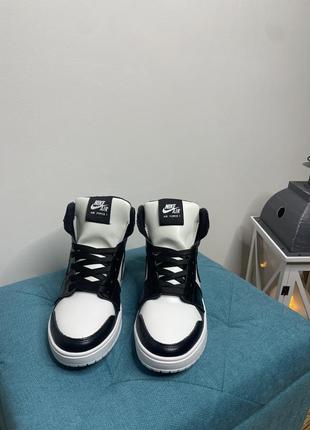 Шкіряні кросівки зимові nike jordan white black зимние кросовки на меху найк джордан из натуральной кожи белые с чёрным3 фото