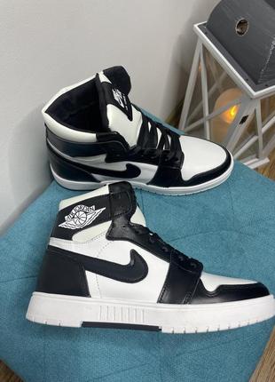 Шкіряні кросівки зимові nike jordan white black зимние кросовки на меху найк джордан из натуральной кожи белые с чёрным10 фото