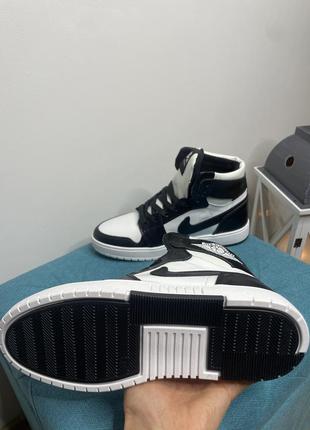 Шкіряні кросівки зимові nike jordan white black зимние кросовки на меху найк джордан из натуральной кожи белые с чёрным8 фото