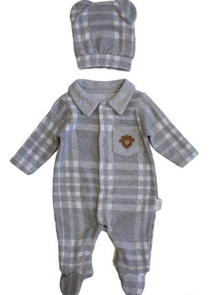 Комбинезон утепленный серый с шапочкой для мальчика (56 см.)  t.f.tafyy