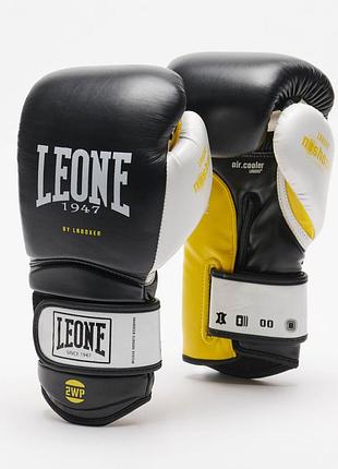 Боксерські рукавиці leone tecnico black yellow 14 ун.