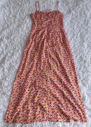 Нежное длинное платье zara цветочный принт9 фото