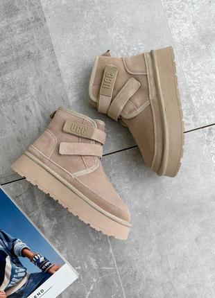 Замшеві уггі на липучках з натуральної замші на підвищеній підошві, женски угги і...