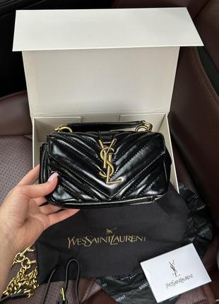 Сумка кросс боді ysl college mini quilted crossbody bag black premium 1:1 найвища якість