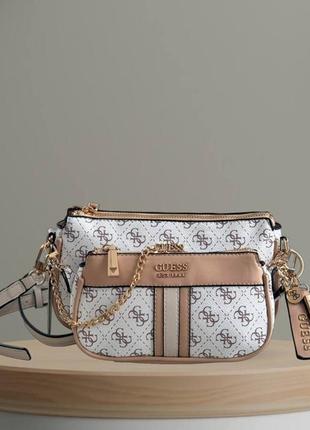 Женская сумочка с органайзером на плечо guess (1211) белая
