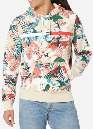 Tommy hilfiger худи утепленное толстовка men's flag stripe hoodie sweatshirt 78j5140-100