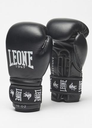 Боксерські рукавички leone ambassador black 14 ун.