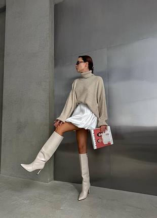 Демісезонні чоботи колір: слонова кістка , екошкіра