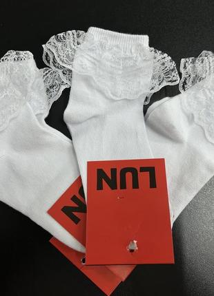 Носки белые с рюшами  16-25см хлопок