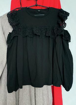 Блуза блузка чорна прошва