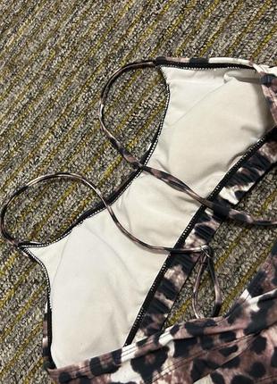 Бу леопардовий класичний купальник із завищені трусики ліф топ9 фото