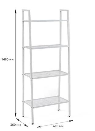 Стеллаж этажерка металлический для хранения в доме и офисе четырехъярусный белый dm-11