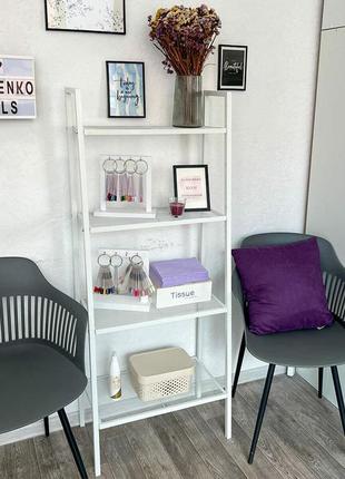 Стеллаж этажерка металлический для хранения в доме и офисе четырехъярусный белый dm-11