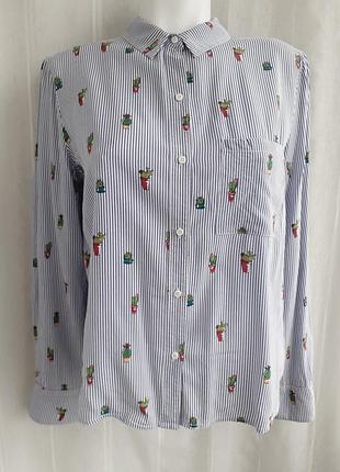Сорочка в смужку з кактусами від bershka розмір м