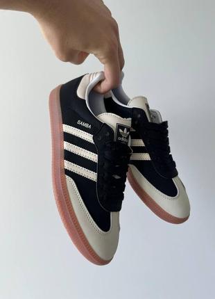 Жіночі кросівки adidas samba og black/beige.