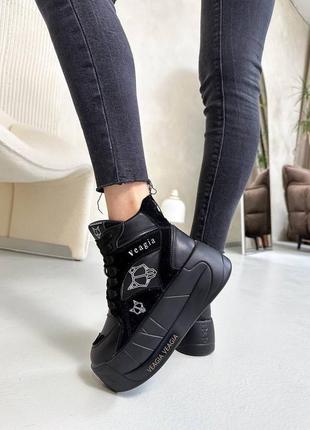 Стильні зимові кеди/хайтопи на потовщеній підошві мод 1336