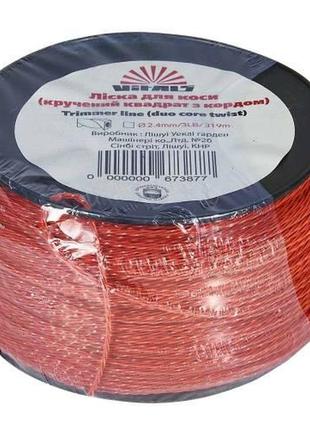 Леска для триммеров vitals (крученный квадрат с кордом) 2.4мм*3lb (319 м.) намотка для триммера с кордом dm-11
