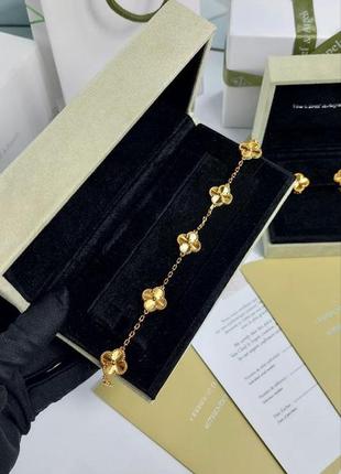 Браслет женский  в позолоте в стиле van cleef & arpels vintage alhambra lux