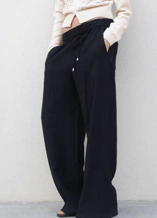Стильные широкие брюки с карманами zara4 фото