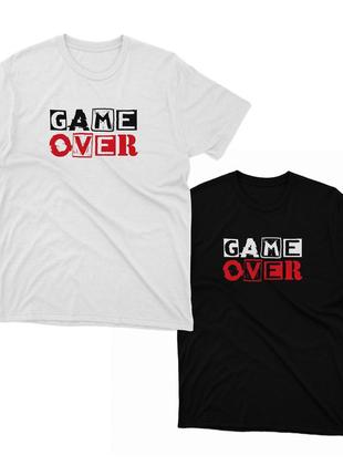 Футболка белая черная game over игра окончена