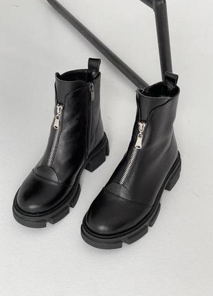 Черные ботинки кожаные