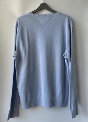 Чоловічий блакитний бавовняний светр, джемпер, полувер tommy hilfiger2 фото