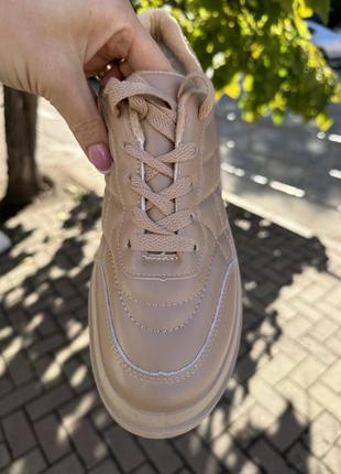 Кроссовки теплые на меху / бежевые кроссовки