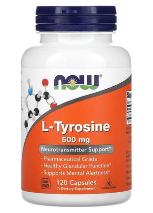 L-тирозин now foods (l-tyrosine) 500 мг для щитовидної залози 120 капсул