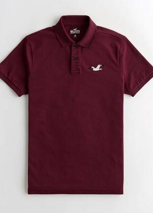 Hollister футболка поло бордовая с вышитой чайкой р. l