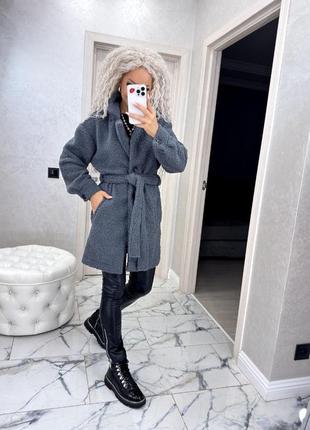 Осеннее пальто из меха тедди.6 фото