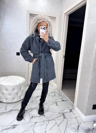 Осеннее пальто из меха тедди.5 фото