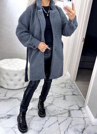 Осеннее пальто из меха тедди.3 фото