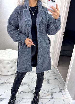 Осеннее пальто из меха тедди.4 фото