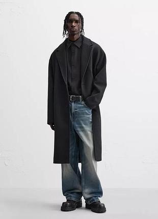Пальто мужское черное оверсайз zara new