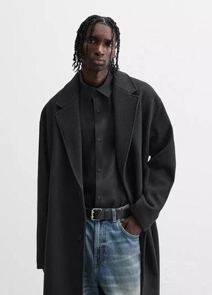 Пальто мужское черное оверсайз zara new2 фото