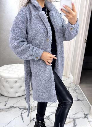 Осеннее пальто из меха тедди.3 фото