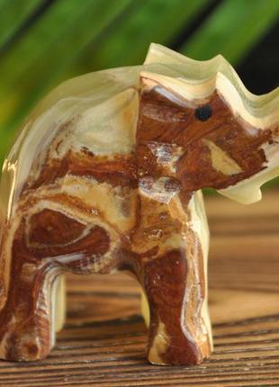 Слон из натурального камня оникс, 6.5 х 5 х 3 см (цвет, как на фото)