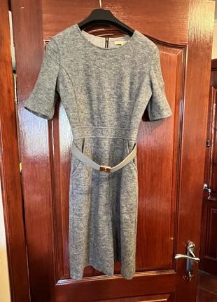 Серое платье платье с прядкой шерсть от victoria beckham