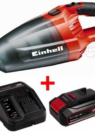 Потужний пилосос акумуляторний einhell te-vc 18 li solo : з акб 18v, 2,5 ah + зарядне, вага 0.86 кг (2347120, 4512097)