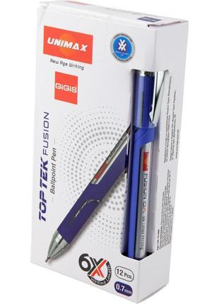 Ручка кулькова 10 км "unimax""top tek fusion" синя, ux-10 000-02, шт