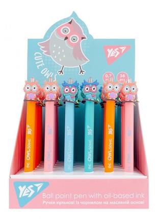 Ручка олійна автоматична "yes" 412007 "cute owl", 0,7 мм, синя, шт