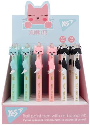 Ручка олійна автоматична "yes" 412010 "color cats" 0,7мм синя, шт