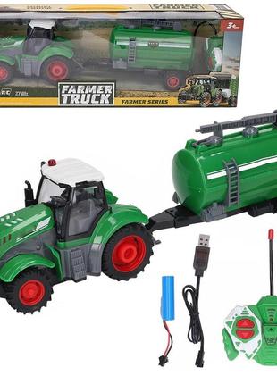 Игрушечная модель трактора с цистерной на радиоуправлении с аккумулятором