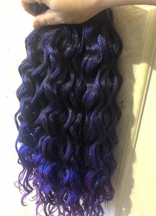 Афрокудри, волна hawaii, цвет t1b/blue/purple
